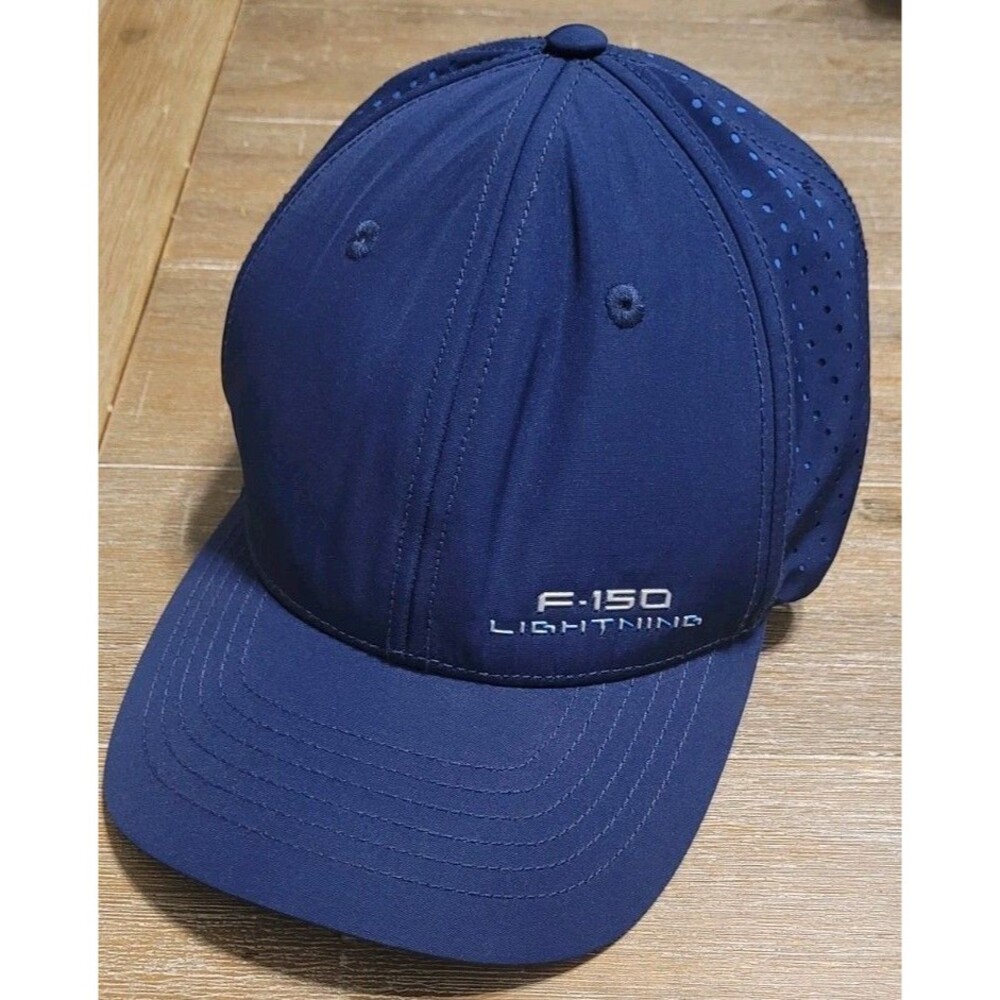 Ford F-150 Lightning Hat Navy Blue Silver Athletic Stretch Performance Sz  L/XL